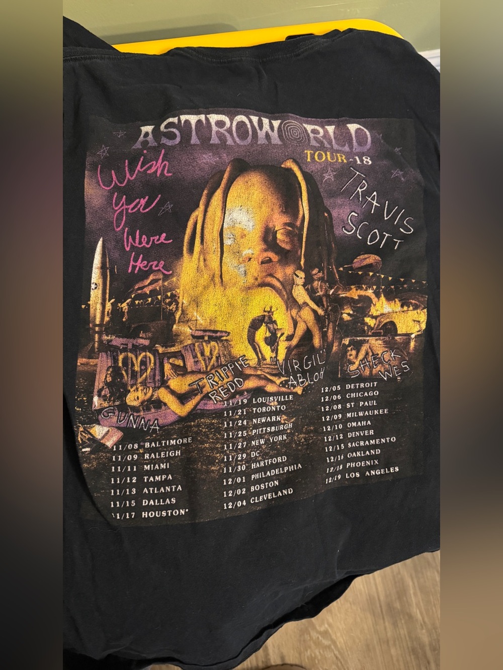 Astroworld "Wish You Were Here" Travis Scott Tour Tee - Black/Red/White - Picture 4 of 4